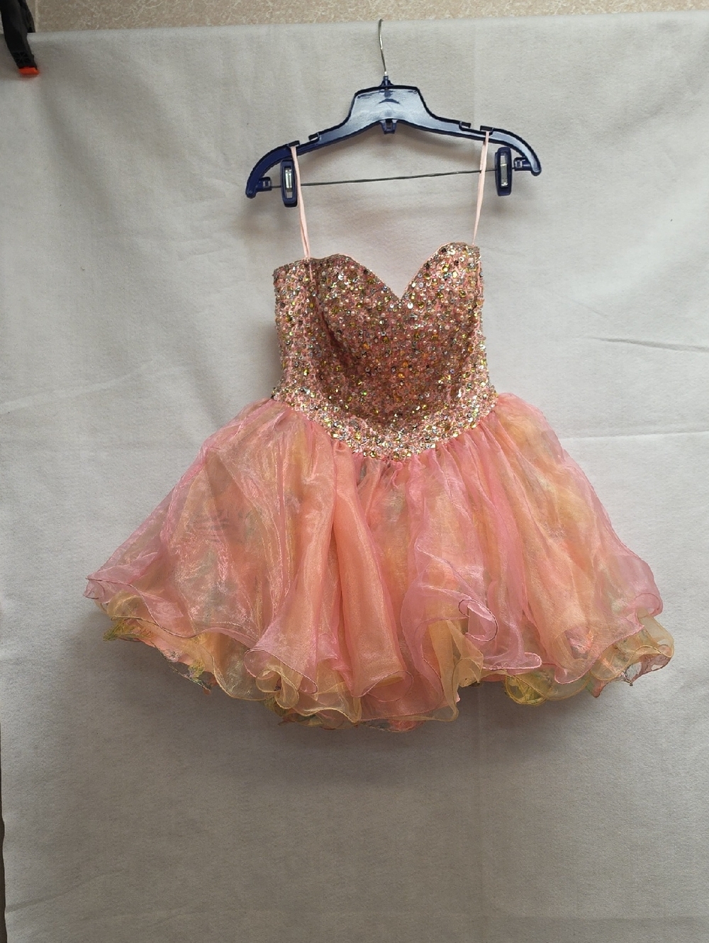 Johnathan Kayne Girls Size 6 Sparkling Peach Iridescent Party Dress